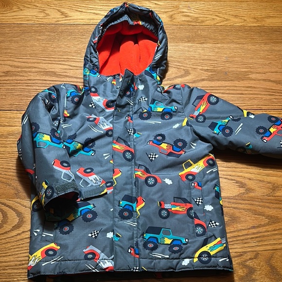 Kids' Gray Snow Pant Snow Overall Bibs Winter Jacket(s) Car Print 4T - Picture 7 of 14